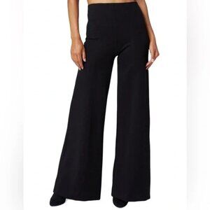 FRANNE GOLDE Pants Womens Medium Black Wide Leg Pull On Knit Slit Hem‎ Lounge